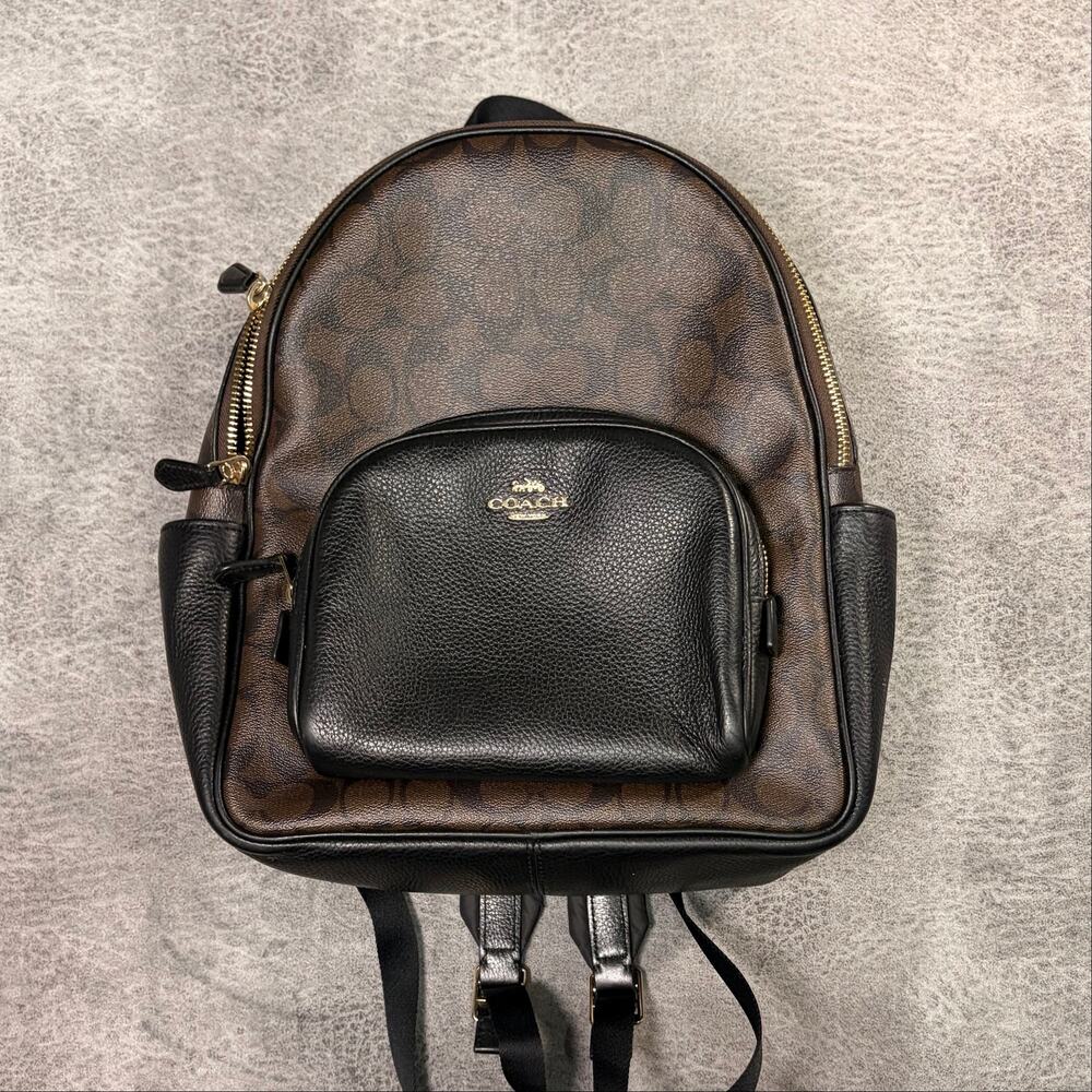 Coach Signature Monogram Canvas Backpack